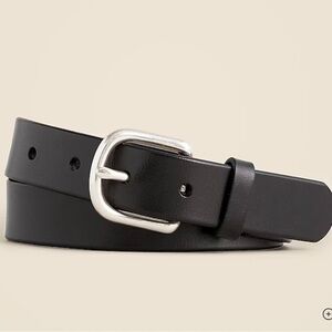 NWT J. Crew Kids Black Leather Belt with Silver Buckle